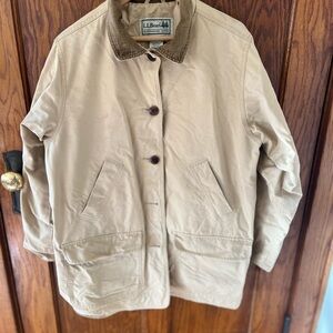 L.L. Bean Tan Corduroy Collar Jacket Vintage Chore Coat GUC XL